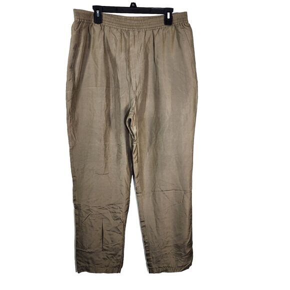 Personal Choice Womens Pants Size Large Tan 100% Silk Pull On Drawstring Lined - Picture 1 of 8